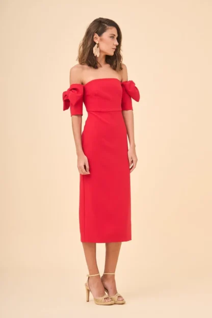 Coosy Vestidos midi*VESTIDO ADIRANEROJO