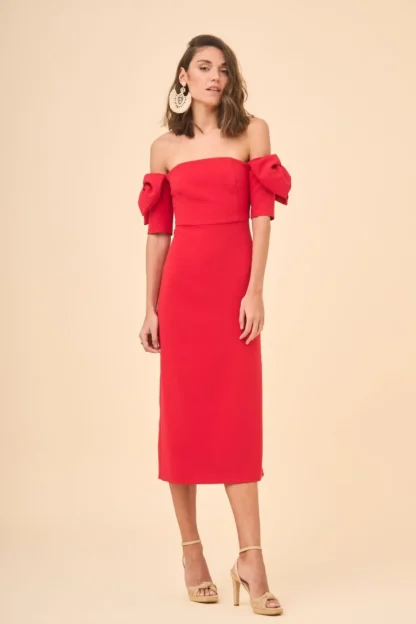 Coosy Vestidos midi*VESTIDO ADIRANEROJO
