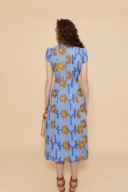 Coosy Vestidos midi*VESTIDO ALBAAZUL FLORES
