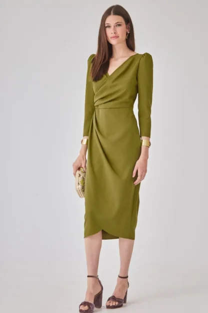Coosy Vestidos midi*Vestido Alma Verde Oliva |