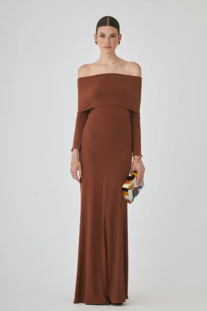 Coosy Vestidos largos*VESTIDO CHOCOBMARRÓN