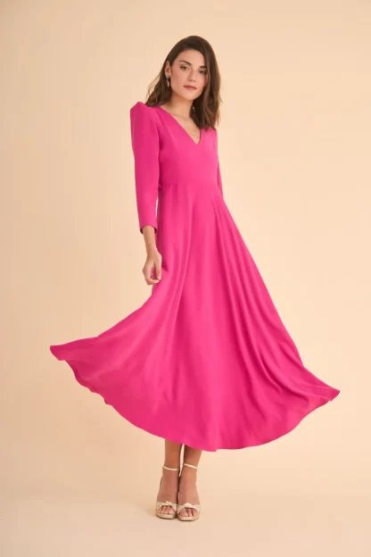 Coosy MARIA BARAZA X COOSY | Vestidos midi*VESTIDO FIORE MB FUCSIA
