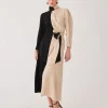 Coosy Vestidos midi*Vestido Juanna Negro Beige |