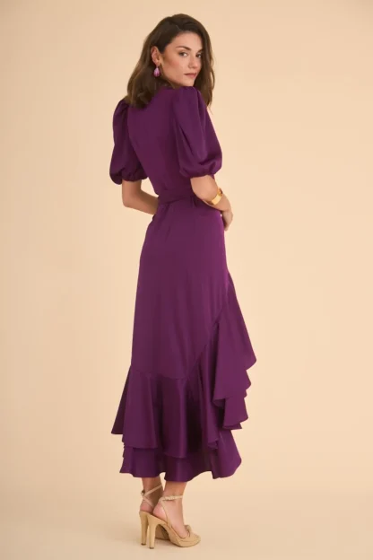 Coosy Vestidos midi*VESTIDO PLACISBERENJENA