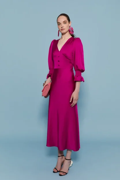 Coosy Vestidos midi*VESTIDO SANDRA MAGENTA